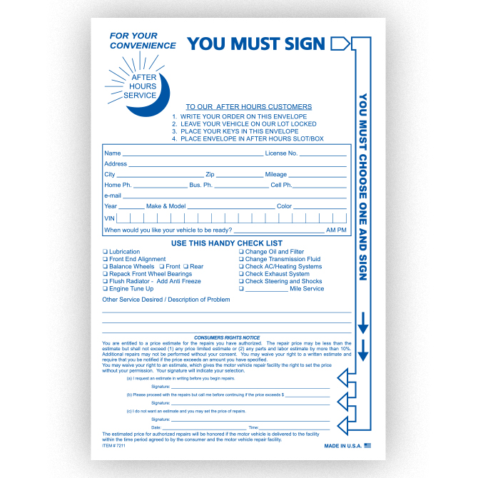 Multi-Choice After Hours Envelope - NDE-MULTI - Qty. 100
