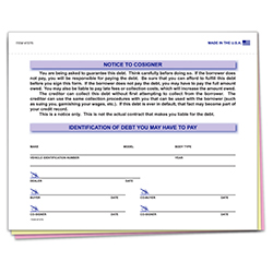 Notice to Co-Signer - 3 Part Snap-Out - Qty. 100