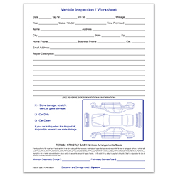 Vehicle Inspection Worksheet - AVW - 8 1/2" x 11" Padded - Qty. 100