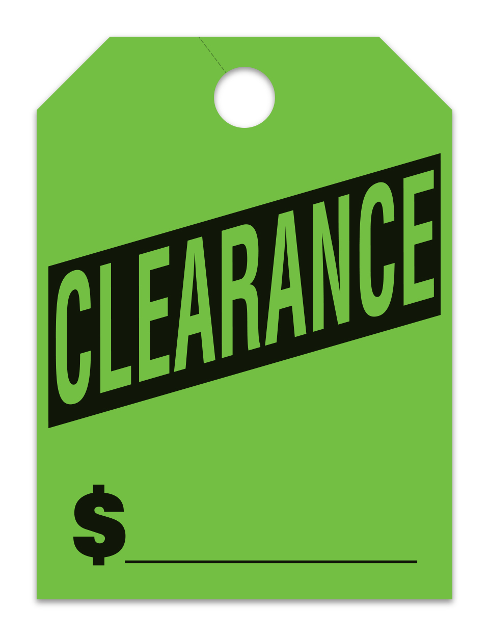 Hang Tags - Clearance - Large, Green - Qty. 50