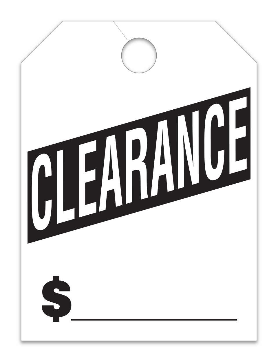 Hang Tags - Clearance - Large, White - Qty. 50