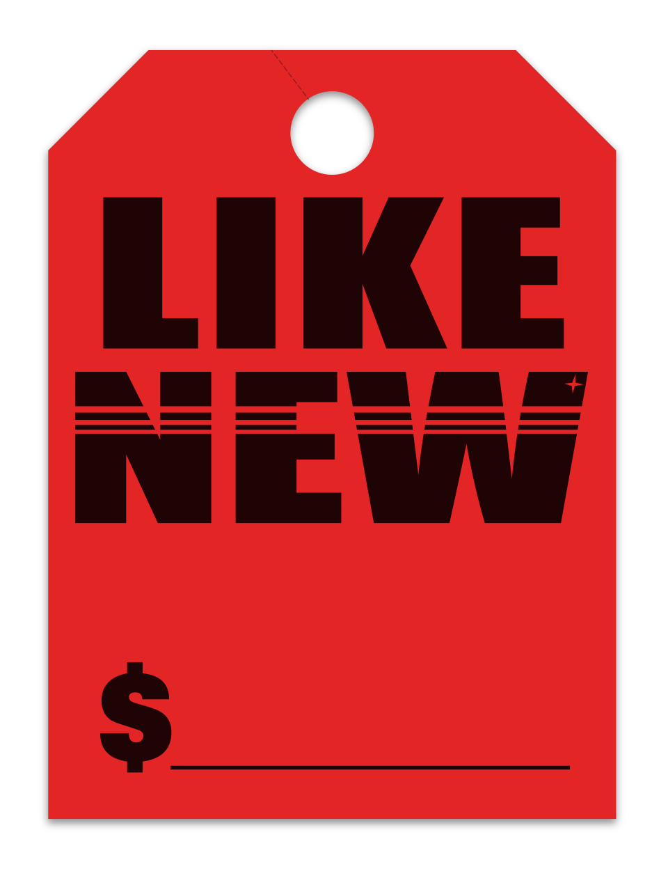 Hang Tags - Like New - Large, Red - Qty. 50