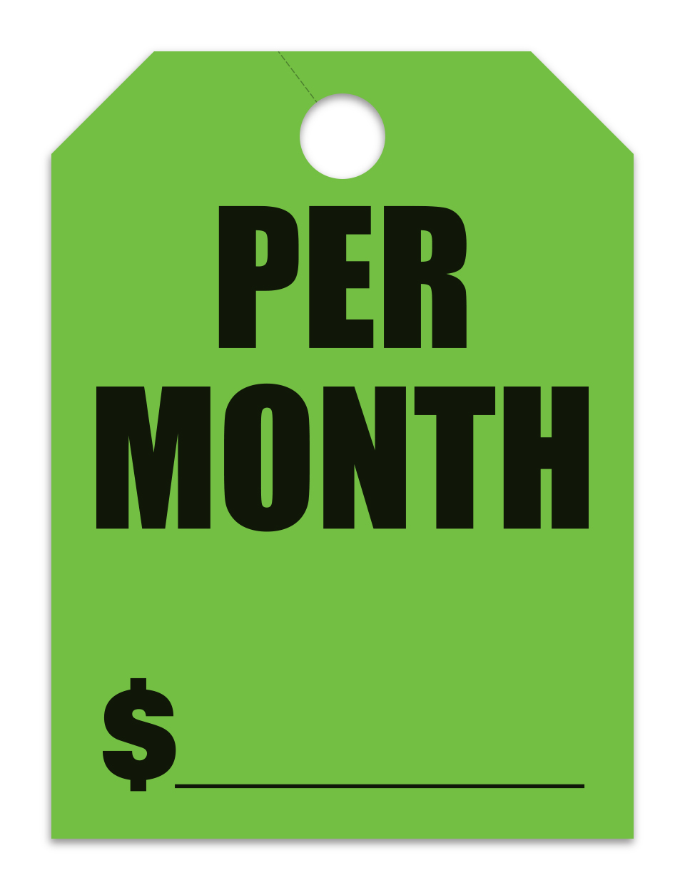 Hang Tags - Per Month - Large, Green - Qty. 50