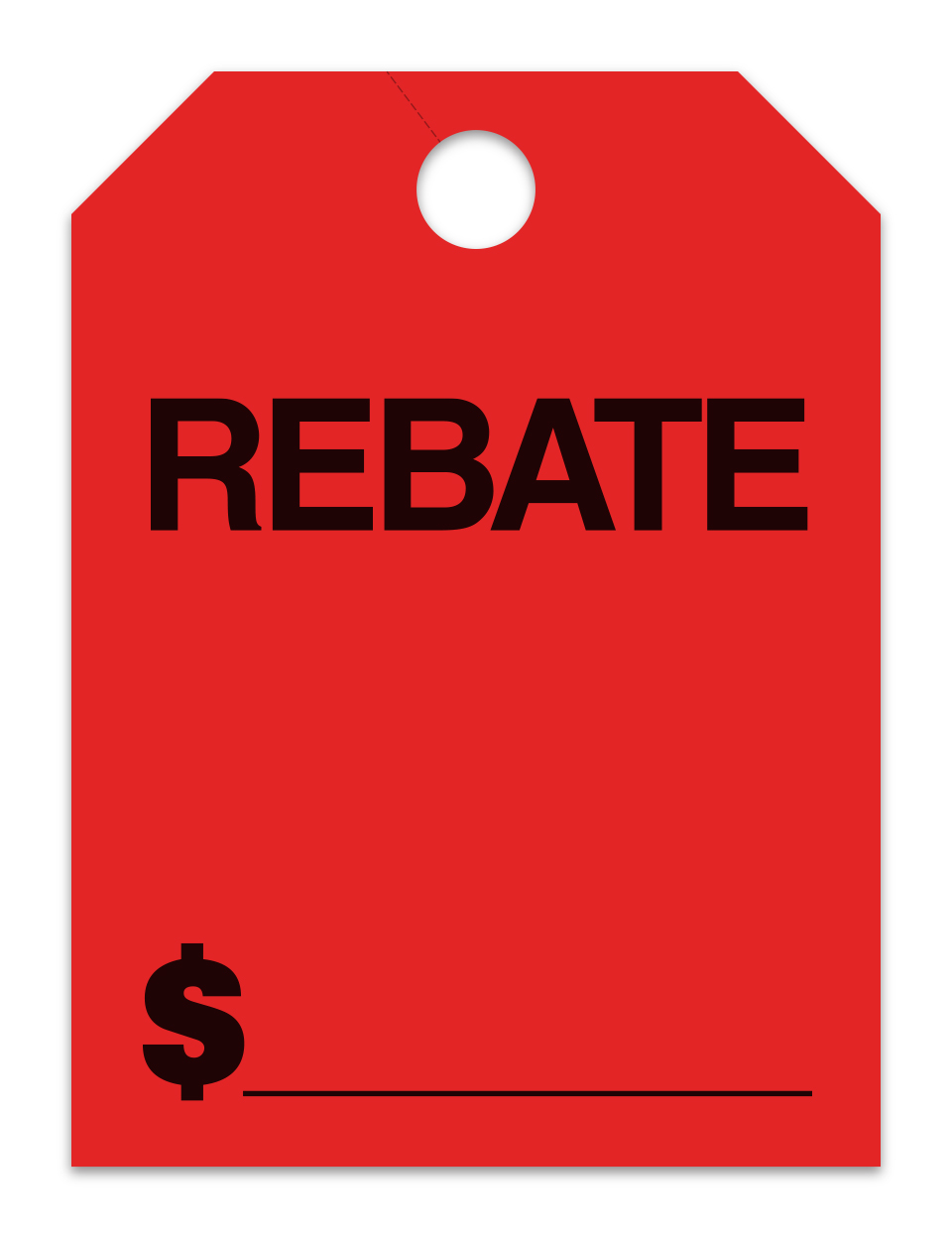 Hang Tags - Rebate - Large, Red - Qty. 50