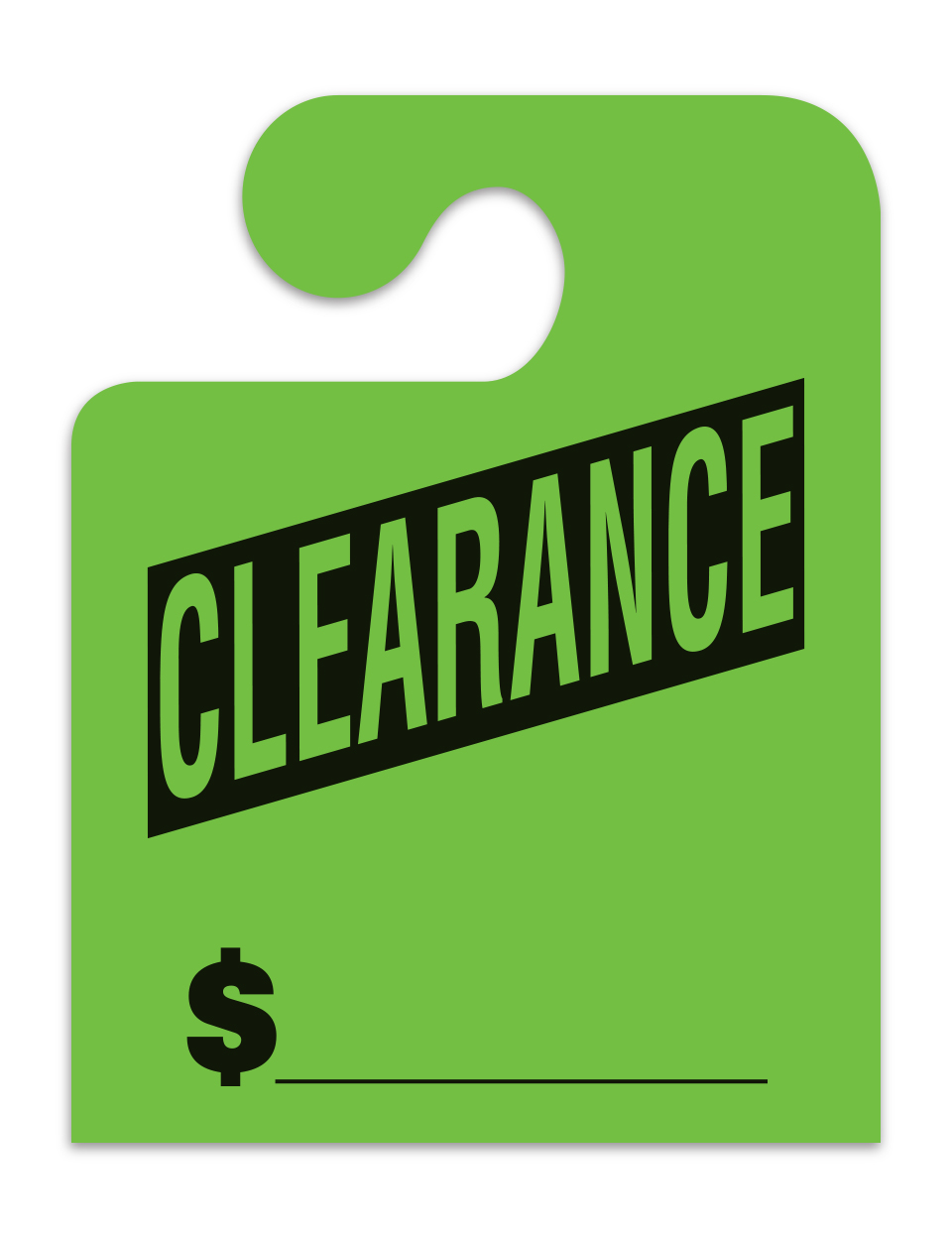 J-Hook Hang Tags - Clearance - Large, Green - Qty. 50