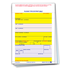 Vehicle Deal Label - AA-168-P/A-3 - Perm. Adh. - 3 Part - Qty. 100