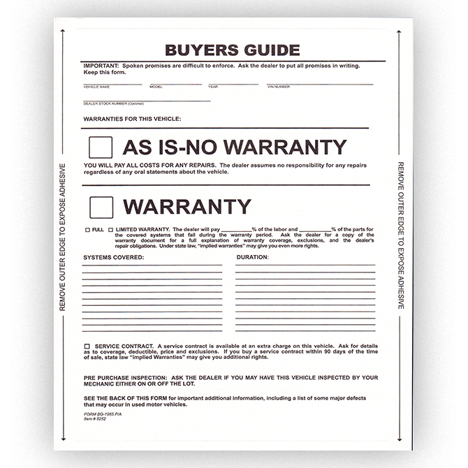 Interior Buyers Guide - BG-2017 As Is-P/A -No Lines - ImprintedQty. 1 eac