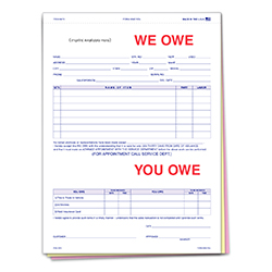 We Owe / You Owe - 872 - 3 Part - IMPRINTED - Qty 1 each