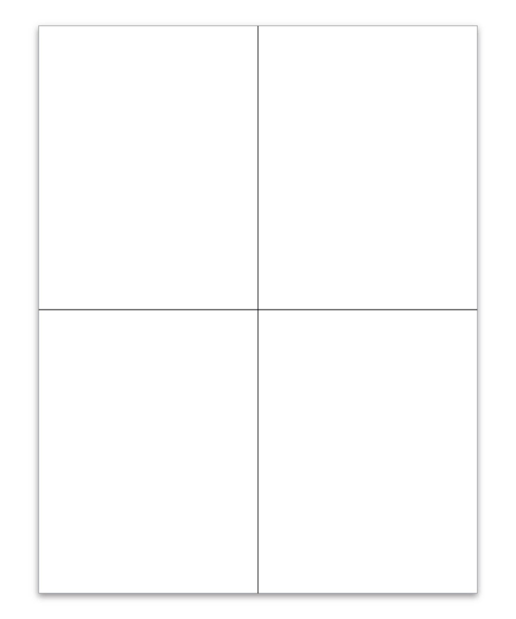 4.25" x 5 1/2" - 4 Up - Die Cut/Perfed BLANK, Ext. Laser Window Stick. - Qt